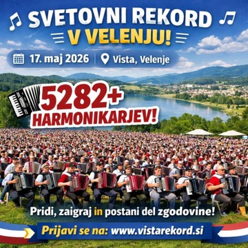Svetovni rekord v največjem številu harmonikarjev, vabljeni v Velenje