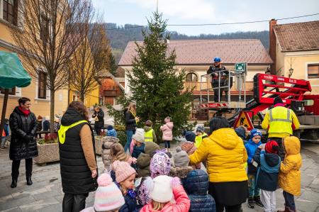 Okrasitev smrekice na Štefanovem trgu