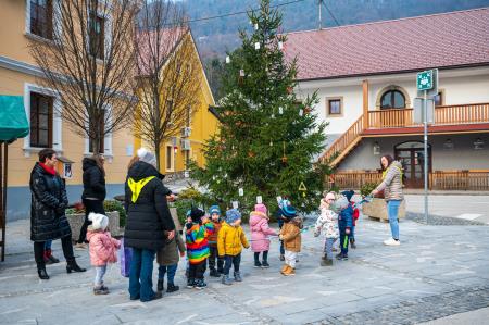 Okrasitev smrekice na Štefanovem trgu